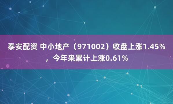 泰安配资 中小地产（971002）收盘上涨1.45%，今年来累计上涨0.61%